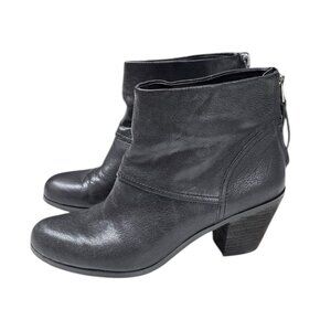Sam Edelman Larkin Black Zipper Back Ankle Booties, Leather, Heeled, Size 9.5